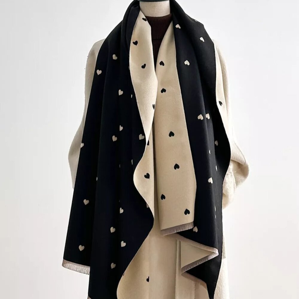 Heart Raw Hem Scarf